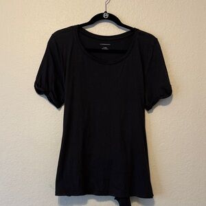 Anthropologie Black Short Sleeve Wrap Tee